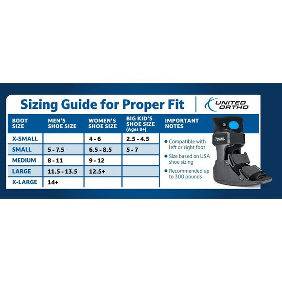 United Ortho USA14115 Short Air Cam Walker Fracture Boot Medium Black right left - Picture 5 of 10